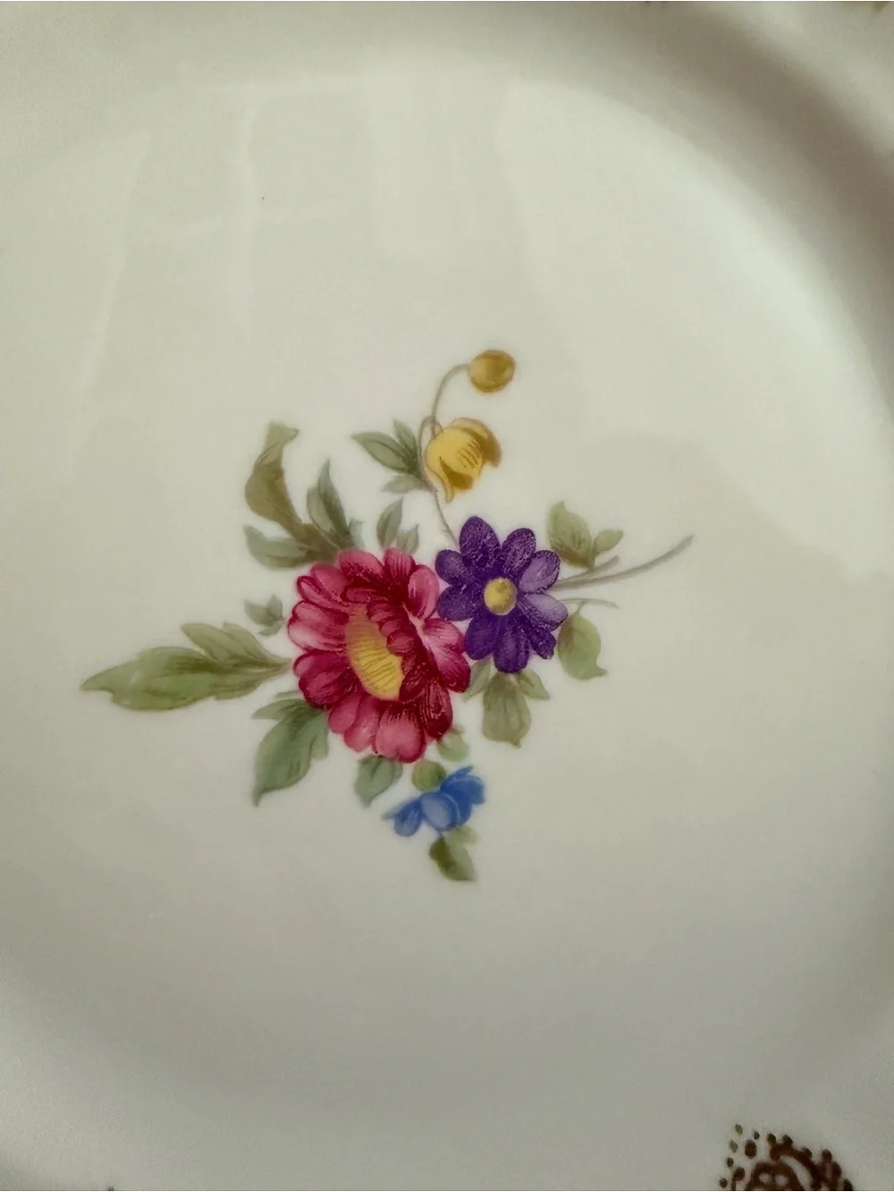 Vintage K&A Krautheim Selb Bavaria Germany Floral Porcelain Plate Gold Trim